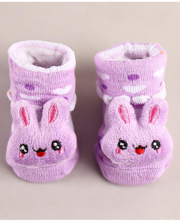 Cute Walk by Babyhug Sock Shoes with Bunny Applique - Lilac