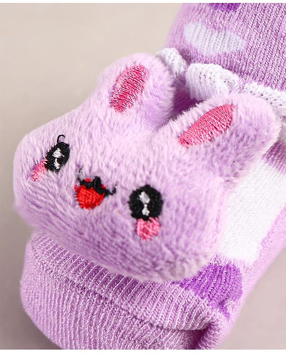 Cute Walk by Babyhug Sock Shoes with Bunny Applique - Lilac