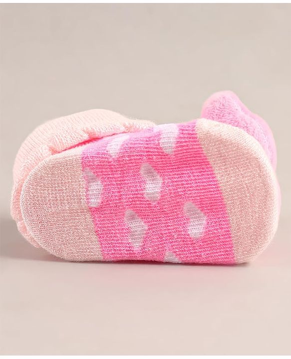 Cute Walk by Babyhug Sock Shoes with Flower Applique - Pink