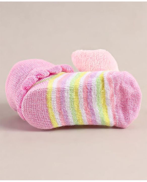 Cute Walk by Babyhug Sock Shoes with Cat Applique - Pink