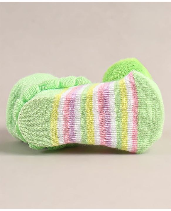 Cute Walk by Babyhug Sock Shoes with Duck Applique - Light Green