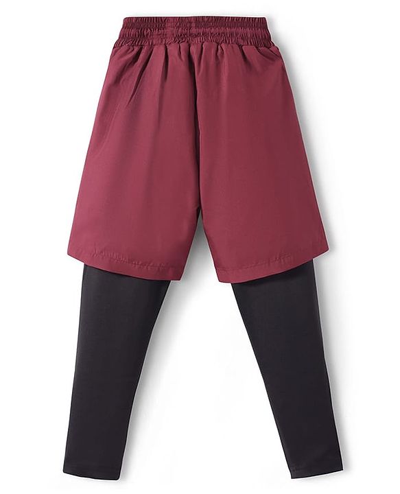 Pine Active Woven Shorts with Full Length Tights - Maroon