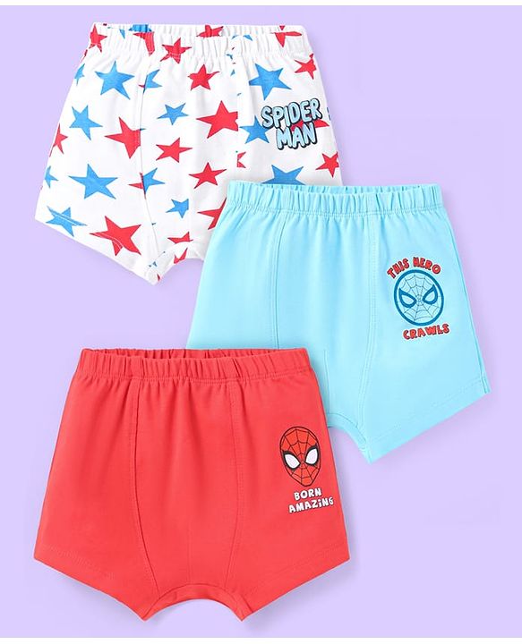 Babyhug Marvel Single Jersey Knit Briefs With Spider-Man Graphics Pack of 3 - White Blue & Red
