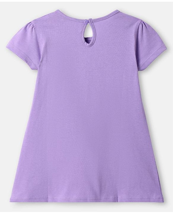 Babyhug Single Jersey Knit Half Sleeves Frock With Butterfly Print & Bow Applique Pack Of 2 -  Purple & White