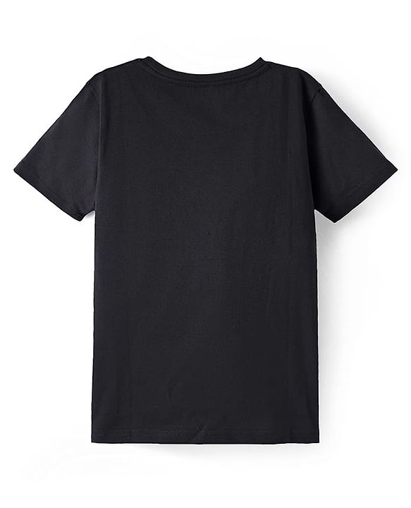 Pine Kids Cotton Knit Half Sleeves T-Shirt with Gaming Print - Black