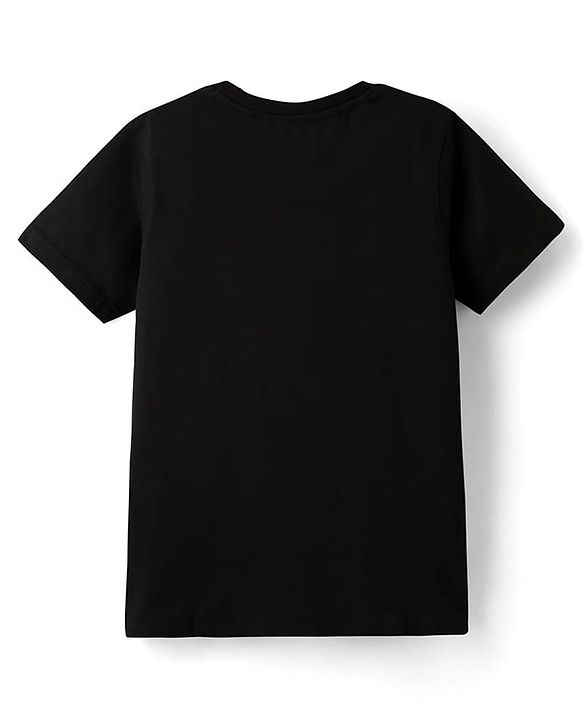 Pine Kids Cotton Knit Half Sleeves Cut & Sew T-Shirt with Text Print - Black