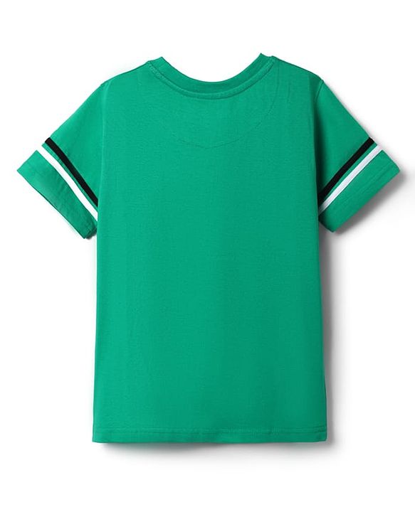 Pine Kids Cotton Knit Half Sleeves T-Shirt with True Legend Text Print - Green