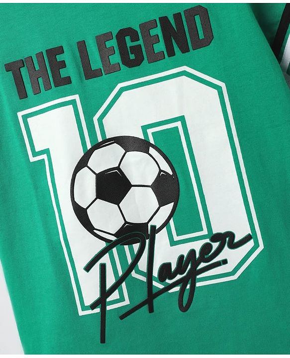 Pine Kids Cotton Knit Half Sleeves T-Shirt with True Legend Text Print - Green