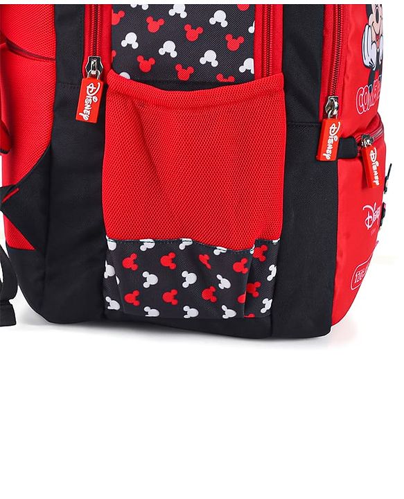 Babyhug Disney Mickey Mouse School Backpack|2 Main Compartments, 2 Front Pockets, 2 side Bottle Pockets|Water Resistant|Long lasting and Durable Zippers | Comfortable back cushioning | For School, Travel and Outdoors|Blue- 15.8 inches
