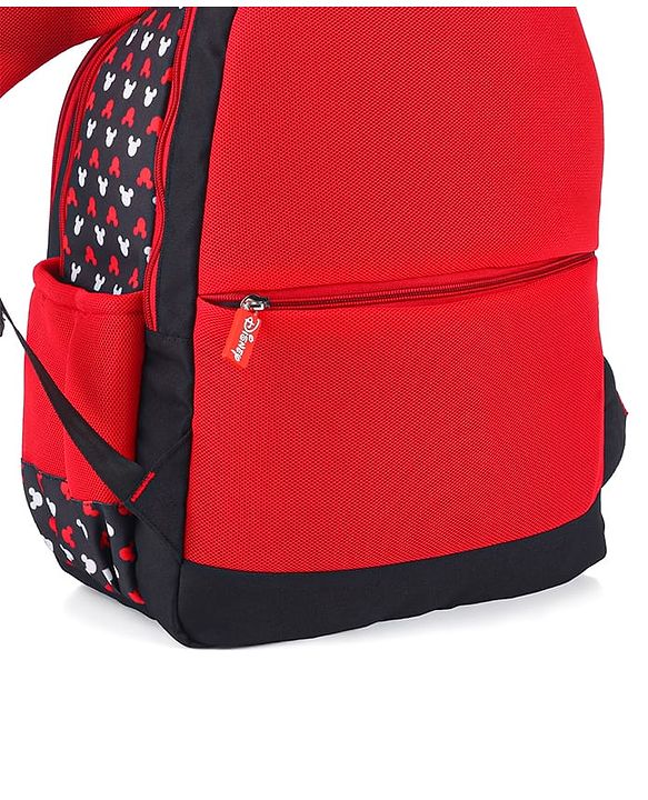 Babyhug Disney Mickey Mouse School Backpack|2 Main Compartments, 2 Front Pockets, 2 side Bottle Pockets|Water Resistant|Long lasting and Durable Zippers | Comfortable back cushioning | For School, Travel and Outdoors|Blue- 15.8 inches