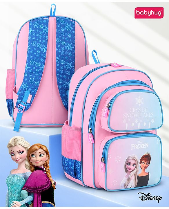 Babyhug Disney Frozen Tic-Tac-Toe School Backpack|2 Main Compartments, 2 Front Pockets, 2 side Bottle Pockets|Water Resistant|Long lasting and Durable Zippers | Comfortable back cushioning | For School, Travel and Outdoors|Lavender- 15.8 inches