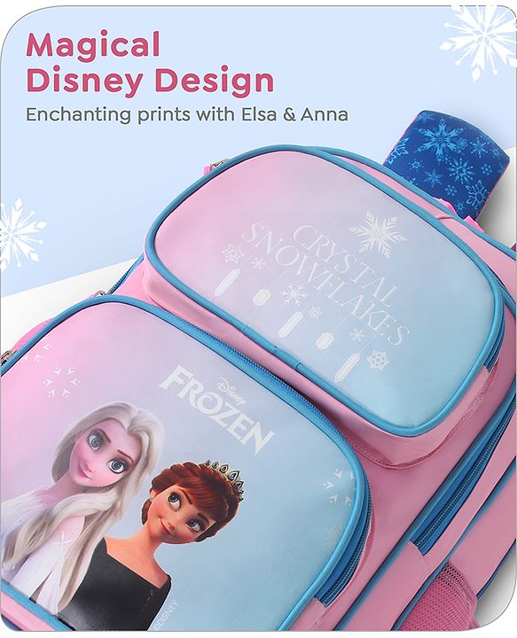 Babyhug Disney Frozen Tic-Tac-Toe School Backpack|2 Main Compartments, 2 Front Pockets, 2 side Bottle Pockets|Water Resistant|Long lasting and Durable Zippers | Comfortable back cushioning | For School, Travel and Outdoors|Lavender- 15.8 inches
