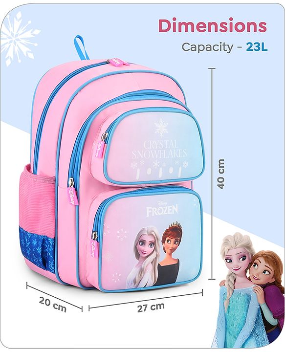 Babyhug Disney Frozen Tic-Tac-Toe School Backpack|2 Main Compartments, 2 Front Pockets, 2 side Bottle Pockets|Water Resistant|Long lasting and Durable Zippers | Comfortable back cushioning | For School, Travel and Outdoors|Lavender- 15.8 inches