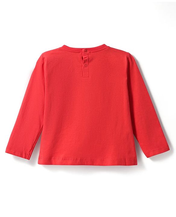 Babyhug Disney Single Jersey Knit Full Sleeves Night Suit with Minnie Mouse Graphics - Red