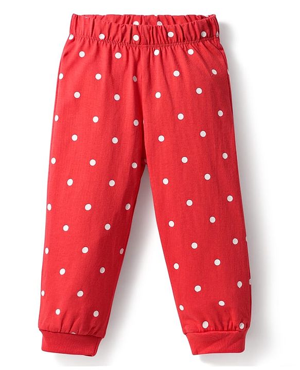 Babyhug Disney Single Jersey Knit Full Sleeves Night Suit with Minnie Mouse Graphics - Red