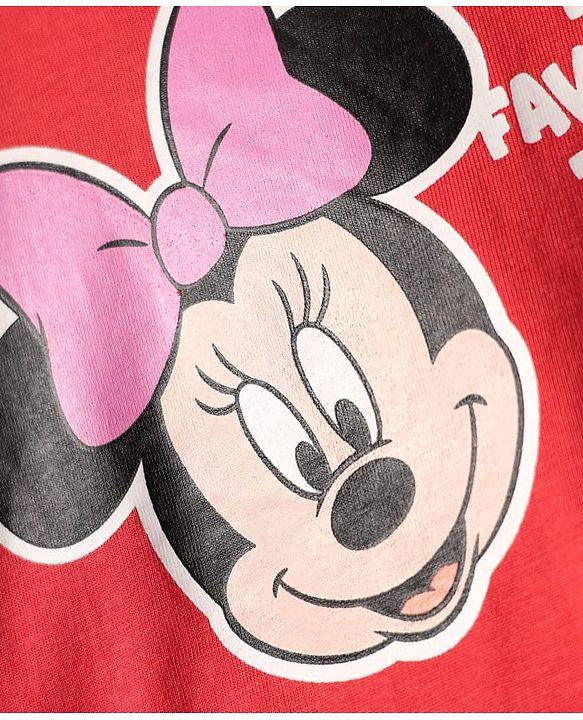 Babyhug Disney Single Jersey Knit Full Sleeves Night Suit with Minnie Mouse Graphics - Red