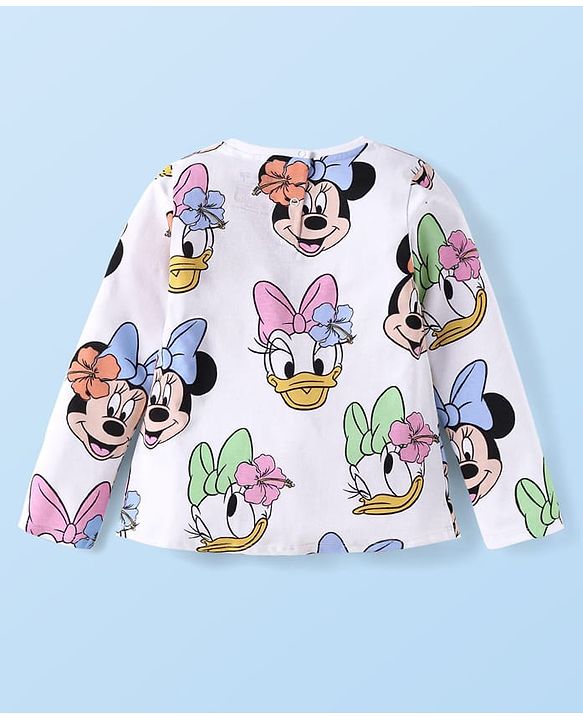 Babyhug Disney Single Jersey Knit Full Sleeves Night Suit with Mickey Minnie & Friends Graphics - White