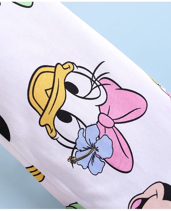 Babyhug Disney Single Jersey Knit Full Sleeves Night Suit with Mickey Minnie & Friends Graphics - White