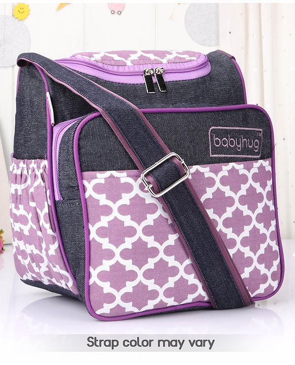 Babyhug Vogue Mini & Compact Denim Diaper Bag Quatrefoil Design - Purple