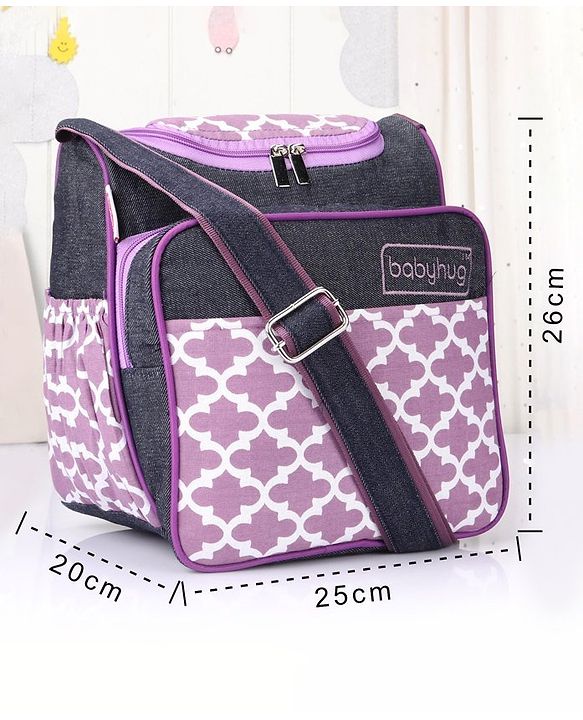 Babyhug Vogue Mini & Compact Denim Diaper Bag Quatrefoil Design - Purple