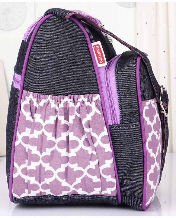 Babyhug Vogue Mini & Compact Denim Diaper Bag Quatrefoil Design - Purple