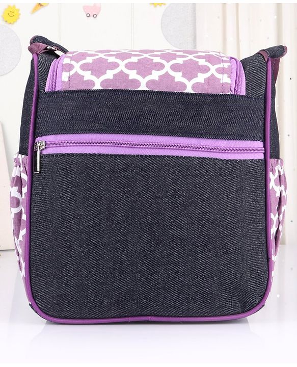 Babyhug Vogue Mini & Compact Denim Diaper Bag Quatrefoil Design - Purple