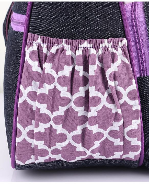 Babyhug Vogue Mini & Compact Denim Diaper Bag Quatrefoil Design - Purple