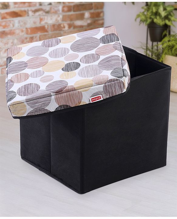 Babyhug Sto-Sit Foldable Storage Box Cum Stool - Black & Blue Heart