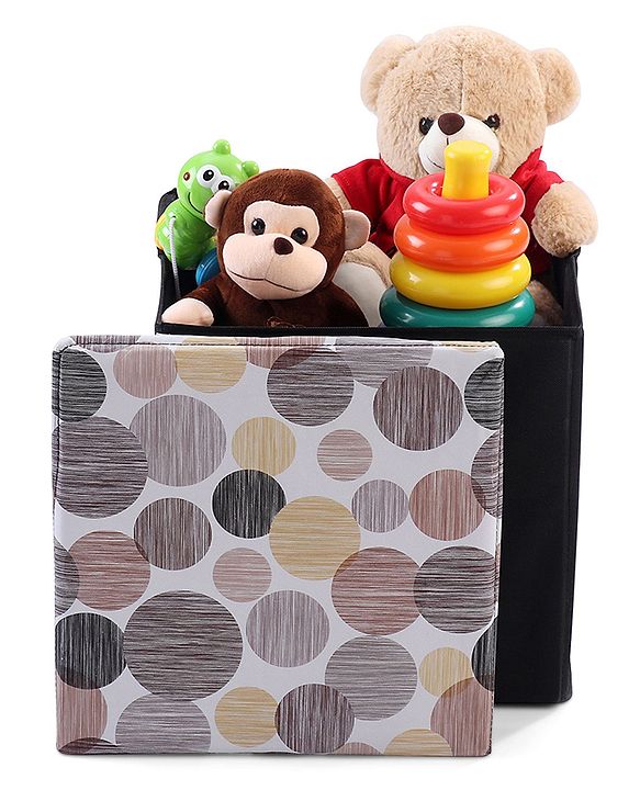 Babyhug Sto-Sit Foldable Storage Box Cum Stool - Black & Blue Heart