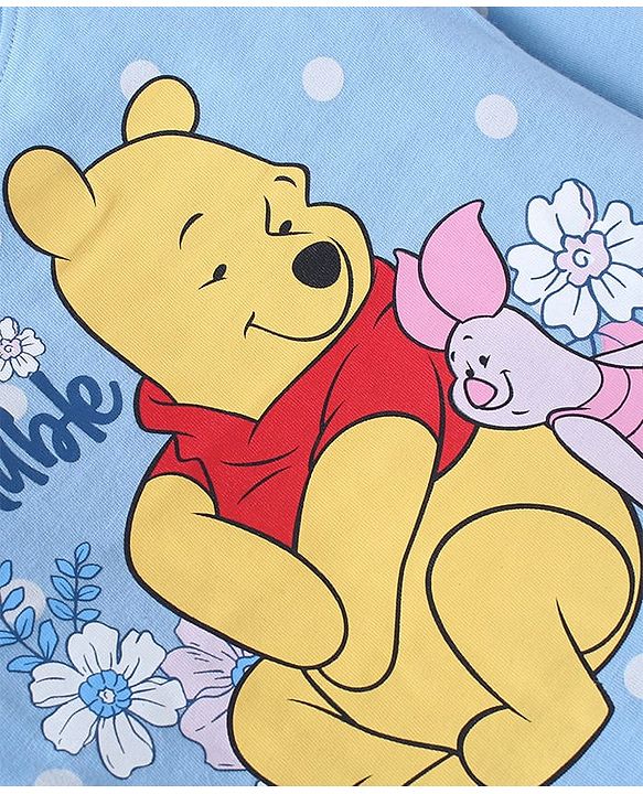 Babyhug Disney Single Jersey Knit Full Sleeves Night Suit with Winnie the Pooh Graphics - Light Blue