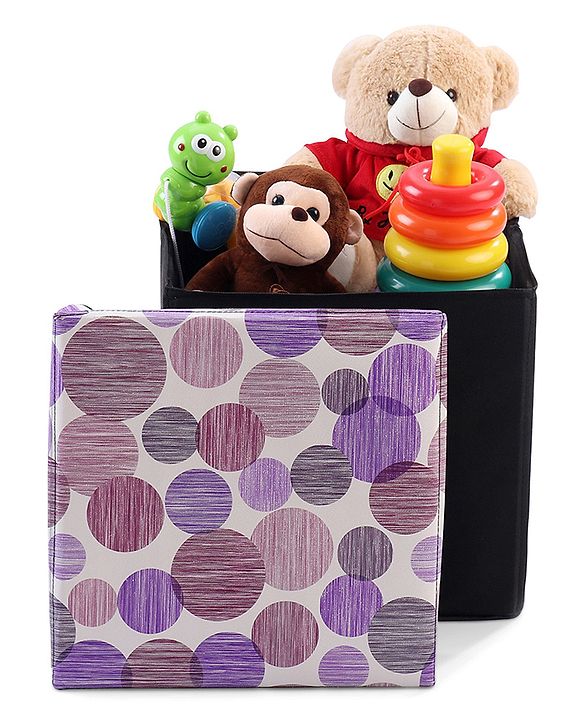 Babyhug Sto-Sit Foldable Storage Box Cum Stool - Black & Blue Heart
