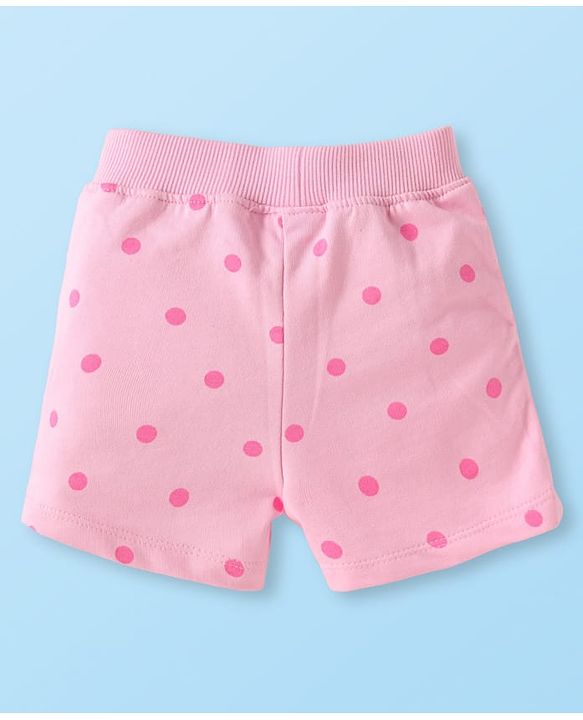 Babyhug Disney Single Jersey Knit Half Sleeves T-Shirt & Shorts Set with Marie Graphics - Pink & White