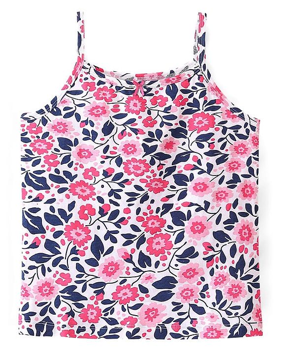 Pine Kids Knit Singlet Slips With Floral Print Pack of 3 - Navy Blue Pink & White