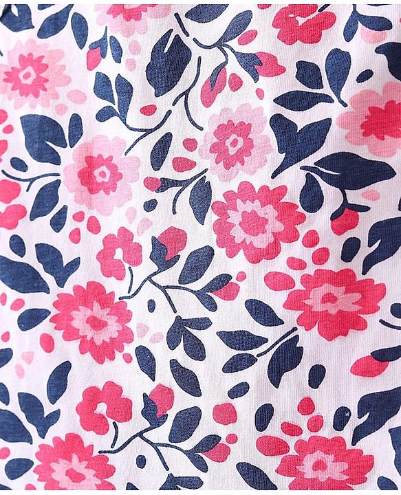Pine Kids Knit Singlet Slips With Floral Print Pack of 3 - Navy Blue Pink & White