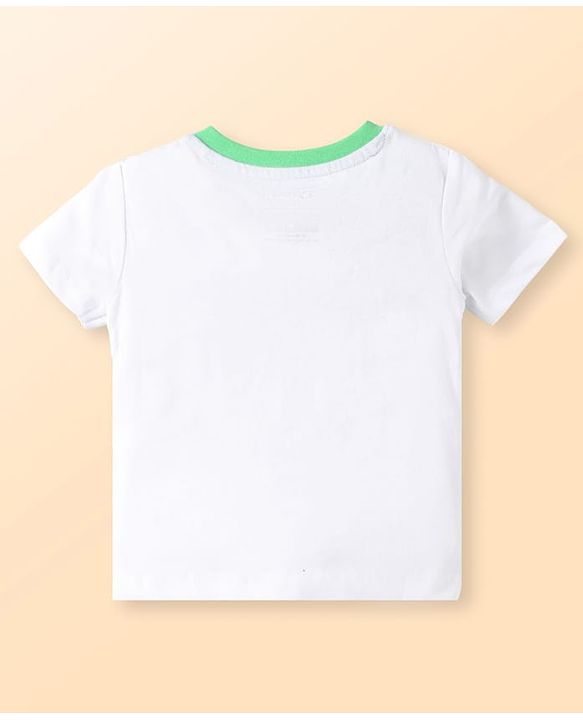 Babyhug Disney Single Jersey Knit Half Sleeves T-Shirt & Shorts Set With Mickey Mouse & Camouflage Graphics - White & Blue