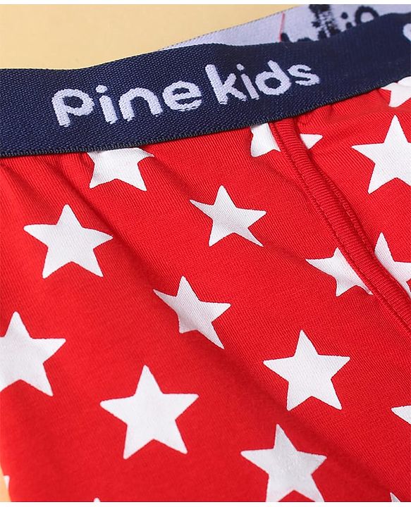 Pine Kids Cotton Elastane Knit Briefs With Star Print Pack of 3 (Color May Vary)