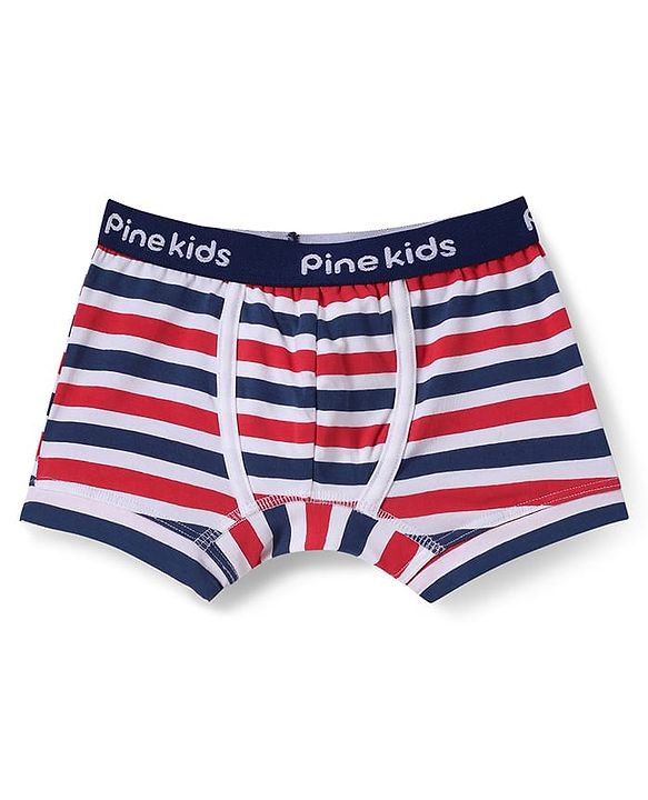 Pine Kids Cotton Knit Trunks With Stripes & Star Print Pack Of 3 - Color May Vary