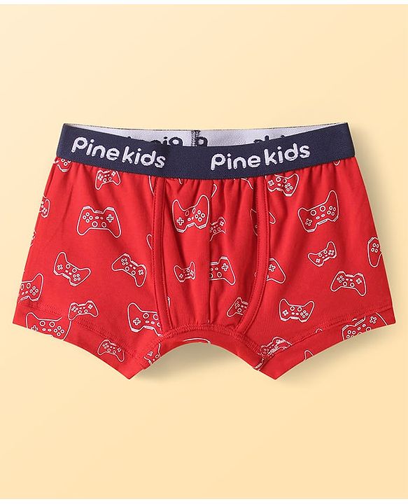 Pine Kids Cotton Knit Trunks with Gaming Console Print Pack of 3 (Color May Vary)