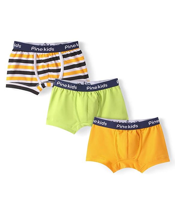 Pine Kids Cotton Knit Trunks with Stripes Pack of 3 (Color May Vary)