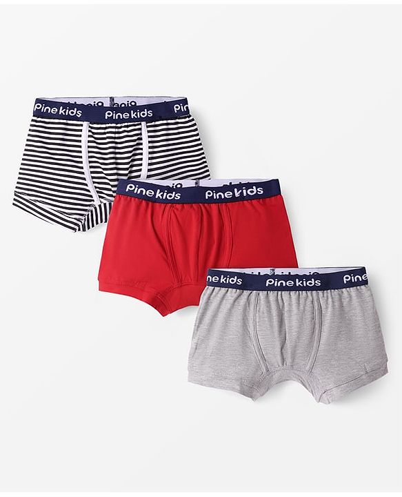 Pine Kids Cotton Knit Trunks With Stripes Print Pack Of 3 - Color May Vary
