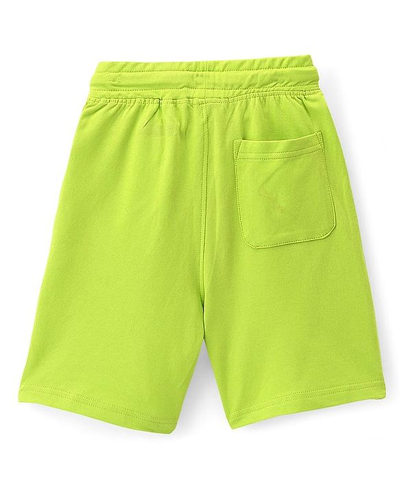 Pine Kids Looper Knit Above Knee Length Text Printed Shorts - Neon Green