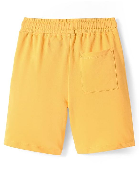 Pine Kids Looper Knit Above Knee Length Shorts With Freedom Text Print - Yellow