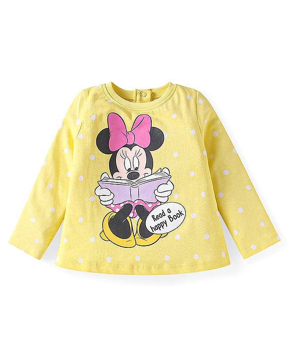 Babyhug Disney Single Jersey Knit Full Sleeves Night Suit with Minnie Mouse Graphics - Yellow