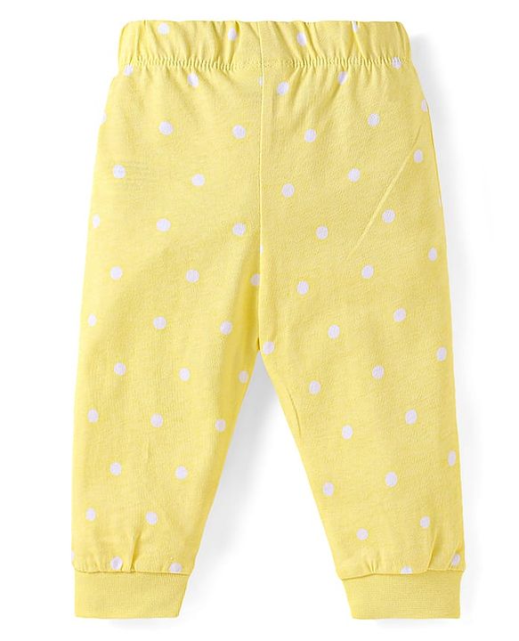 Babyhug Disney Single Jersey Knit Full Sleeves Night Suit with Minnie Mouse Graphics - Yellow