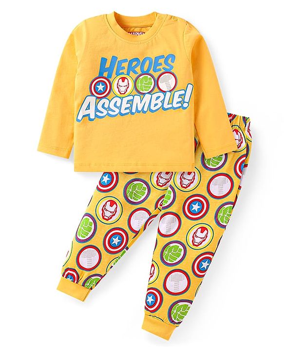Babyhug Disney Single Jersey Knit Full Sleeves T-Shirt & Pyjama Co-ord Night Suits With Mickey Mouse Graphics Pack of 2 - Multicolor