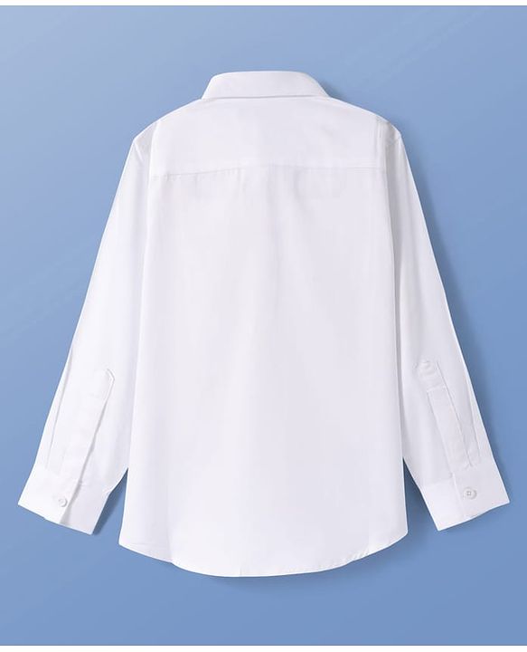 Pine Kids Cotton Woven Full Sleeves Party Shirt Solid Colour With Bow - White