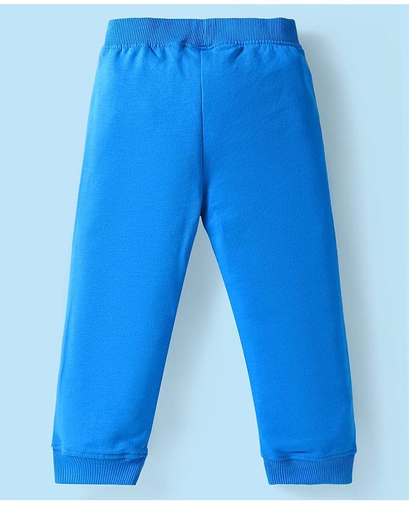 Babyhug Terry Knit Full Sleeves T-Shirt & Lounge Pant Set With Space Theme Print - White & Blue