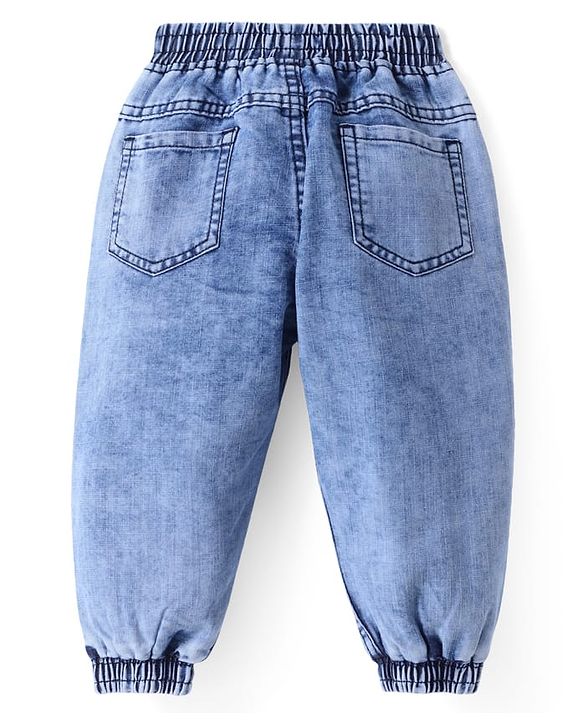 Babyhug Full Length Washed Denim Jeans - Light Blue