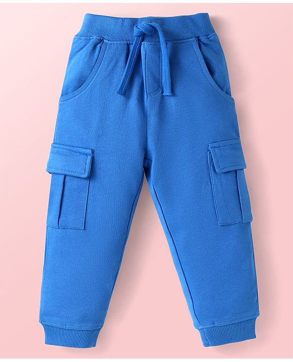 Babyhug Terry Knit Full Sleeves T-Shirt & Joggers Set with Vehicle Print - Blue