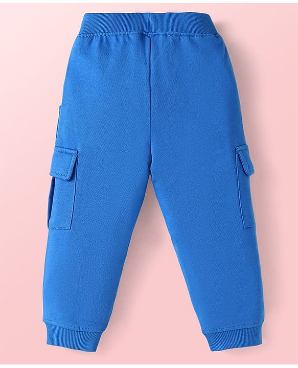 Babyhug Terry Knit Full Sleeves T-Shirt & Joggers Set with Vehicle Print - Blue